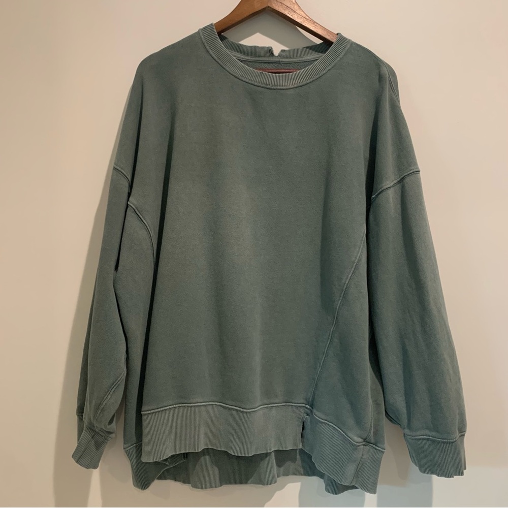 Aerie Olive Green Distressed Baggy Gorpcore Crewneck Sweatshirt Size XL